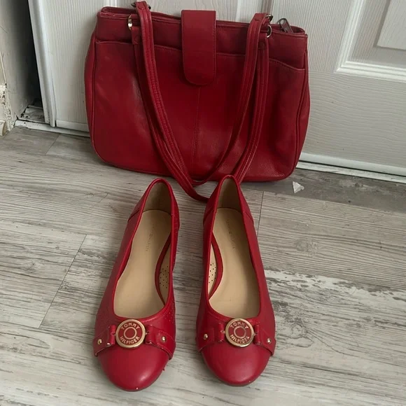 Shoes Tommy Hilfiger Shoes Women Size 95 Leather And Red Bag Set